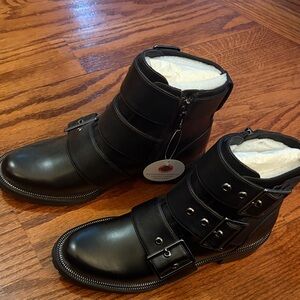 Blondo Black Ankle Boots with Buckle Detail